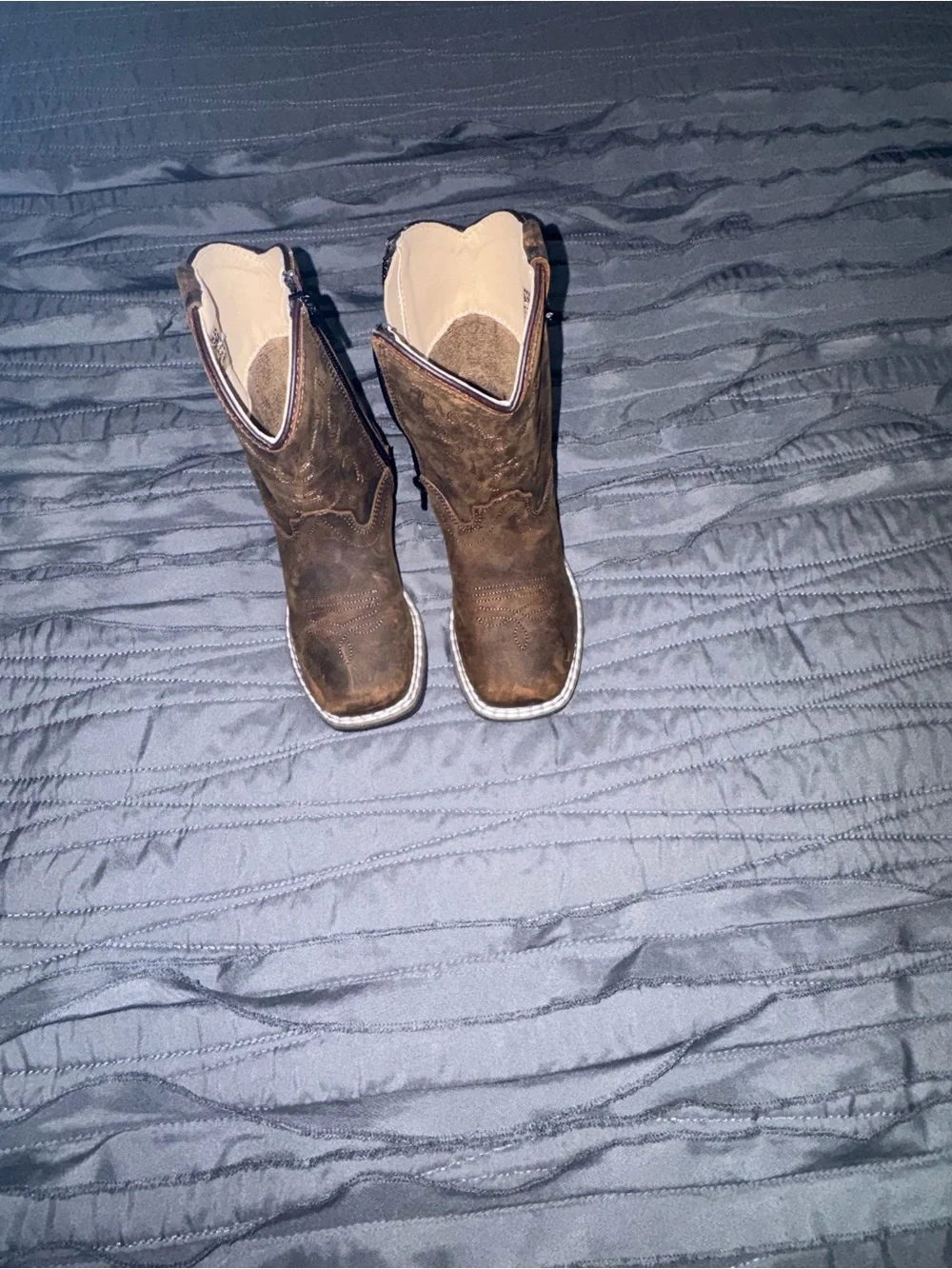 Old West Toddler Distressed Brown Square Toe Boots